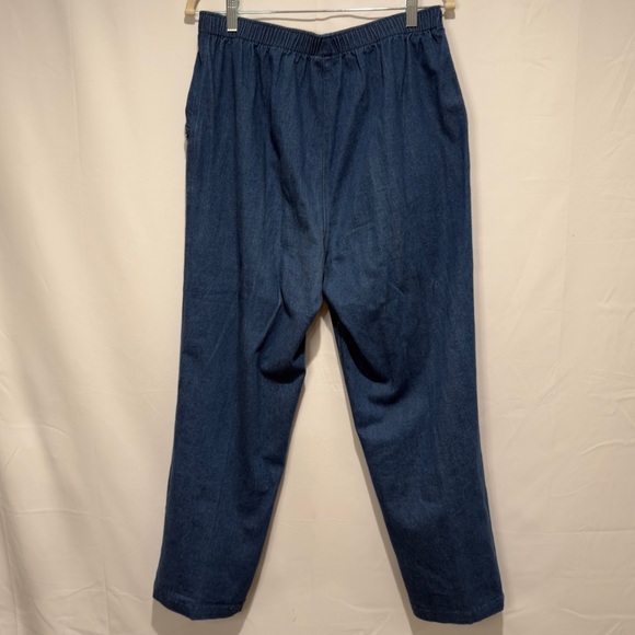 Vintage 90s Floral Embroidered Sequin Denim Jean Jacket & Pants Set, 12 Petite - Picture 14 of 16